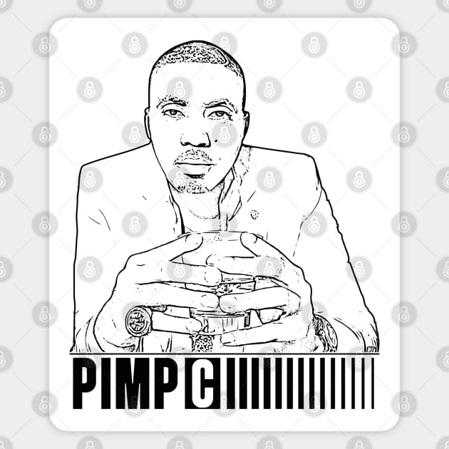 Pimp C // Rapper// Black retro style Sticker by Degiab